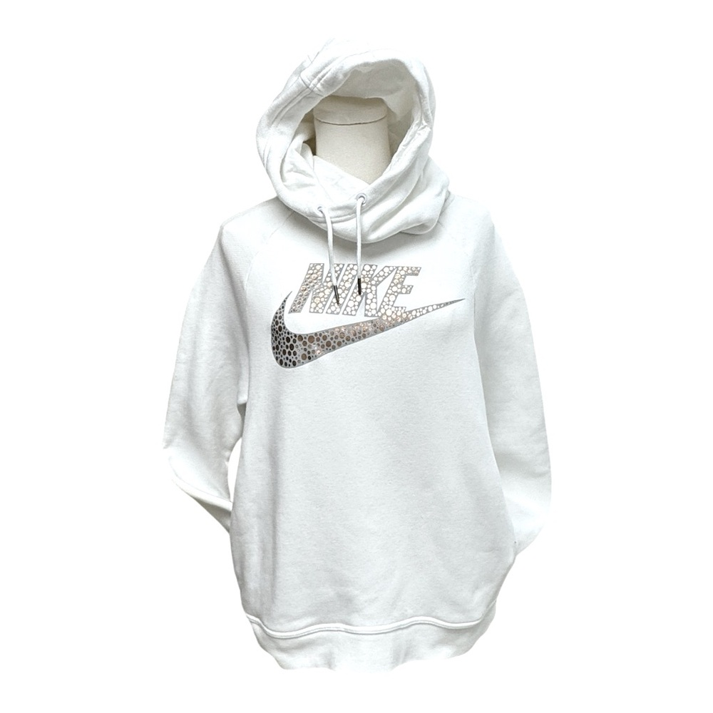 ❌ Nike Womens White Rally Funnel Pullover Hoodie Sweatshirt Womens Size M
